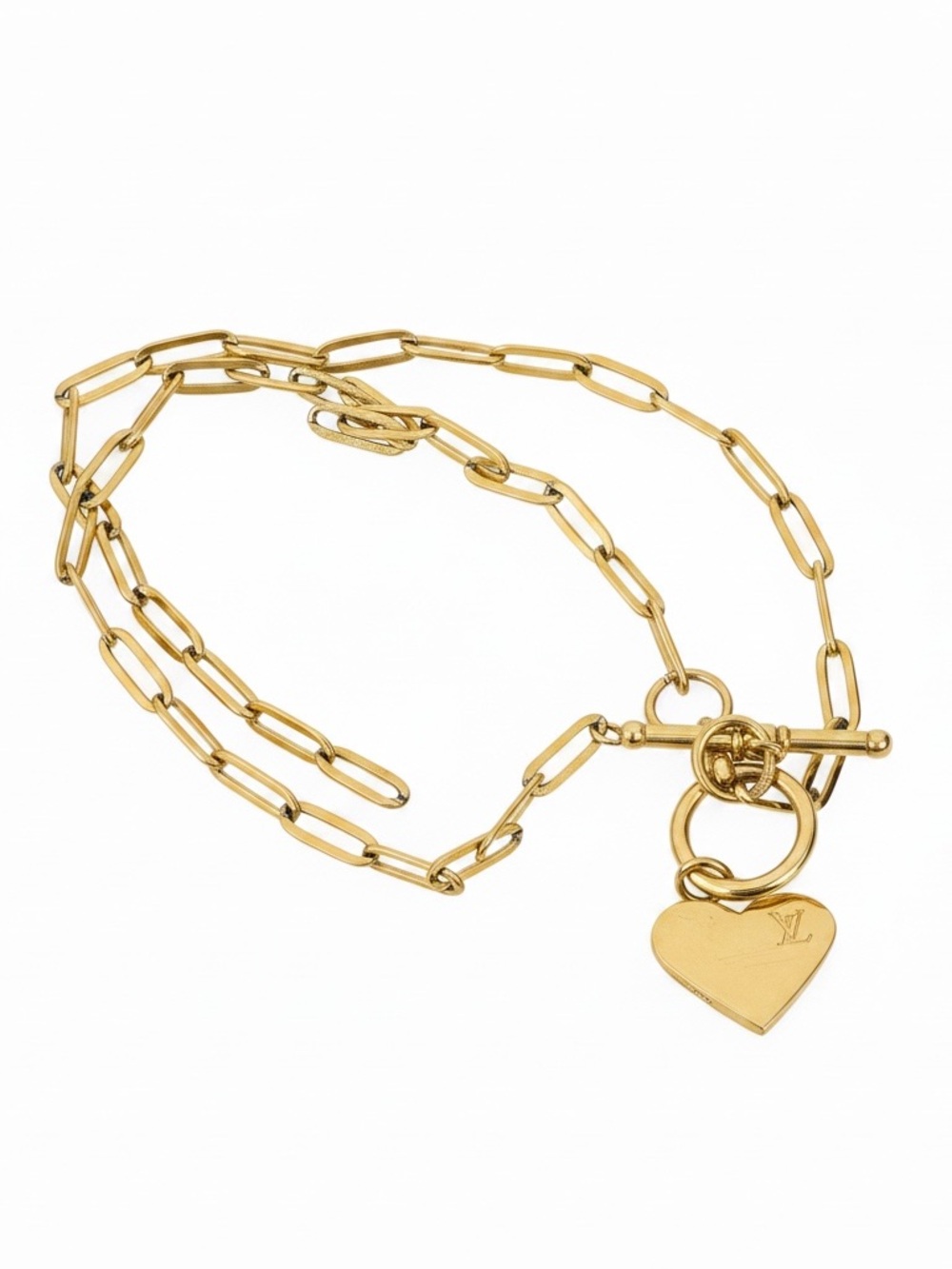Louis Vuitton Upcycled Double sided LV heart ❤️ charm toggle necklace - Picture 7 of 8